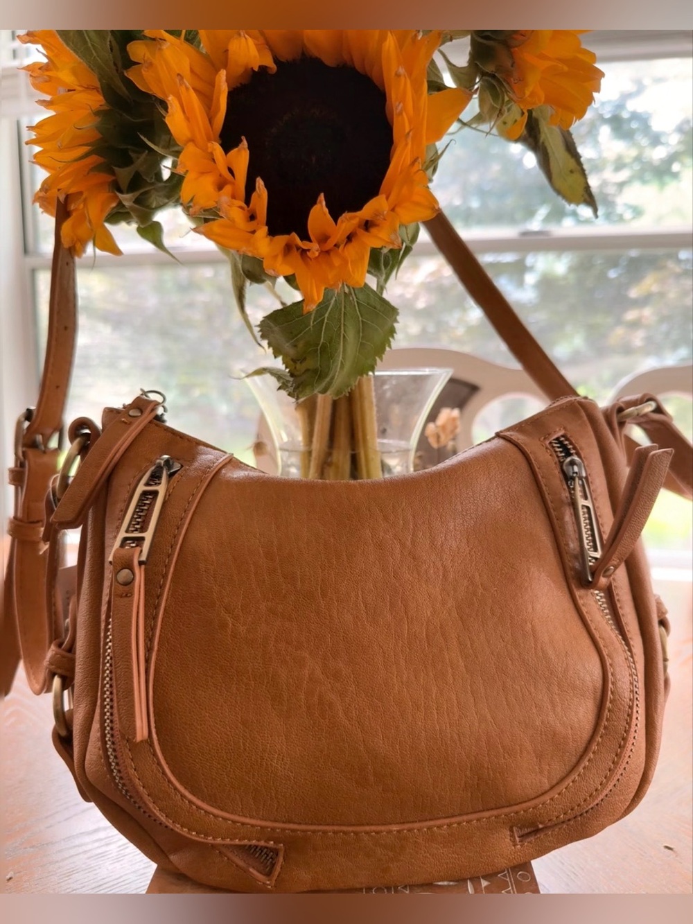 NWT Anthropologie Sadie Crossbody Bag - Terracotta Faux Leather Saddle Purse
